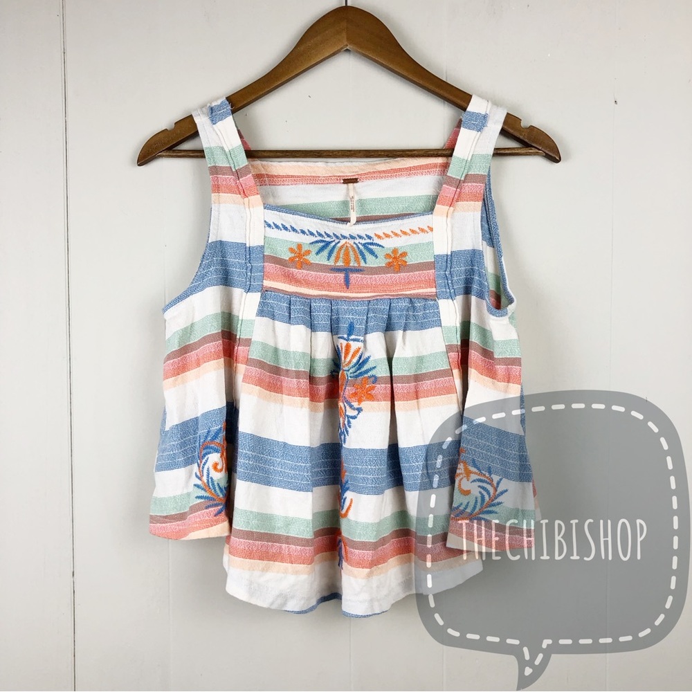 Free People Striped BabyDoll Cutout Top Small